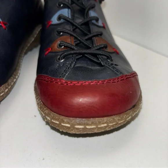 Rieker Liv 61 (L7561) sneakers in navy blue, red, and brown color block - Picture 6 of 11